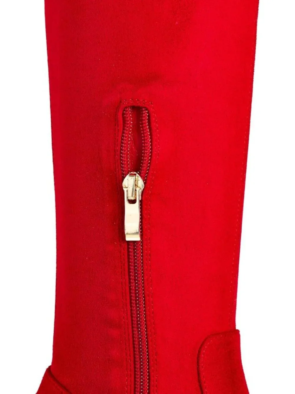 Women's Red Synthetic Rubber Stretch Suede Long Pointed Toe Over the Knee Boot